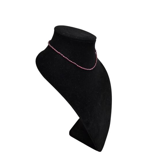 Vintage Dainty Delicate Single Strand Choker Necklace Dark Red Metallic - Picture 2 of 5